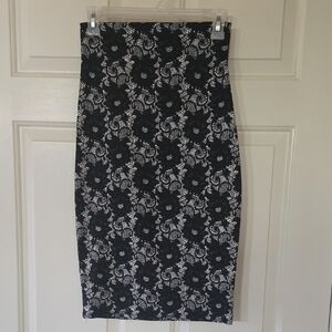Lily White Black and White Midi Skirt